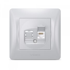 Зображення 2 Розетка Videx Binera CAT6 Silver Silk (VF-BNSK1PC6-SS) без кришки