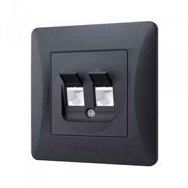 Зображення 3 Розетка Videx Binera CAT3+CAT3 Black Graphite (VF-BNSK2TF3-BG) без заземлення