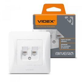 Зображення  Розетка Videx Binera CAT3+CAT3 White (VF-BNSK2TF3-W) без заземлення