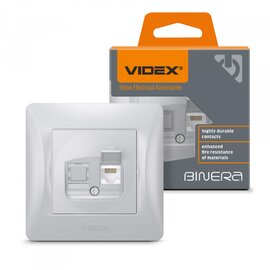 Зображення  Розетка Videx Binera CAT6 Silver Silk (VF-BNSK1PC6-SS) без кришки