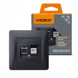 Зображення  Розетка Videx Binera CAT6 Black Graphite (VF-BNSK1PC6-BG) без заземлення