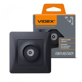Зображення  Розетка Videx Binera TV Black Graphite (VF-BNSK1TVME-BG) без кришки