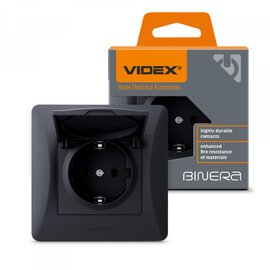 Зображення  Розетка Videx Binera Black Graphite (VF-BNSK1GС-BG) прихованого типу