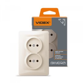 Зображення  Розетка Videx Binera Cream (VF-BNSK2-CR) прихованого типу