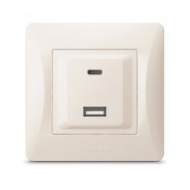 Зображення 2 Розетка Videx Binera USB-A + USB-C PD20W Cream (VF-BNCHRUC20-CR) прихованого типу