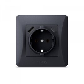 Зображення 2 Розетка Videx Binera USB+USB-C Black Graphite (VF-BNSK1GUC-BG) Одинарна EU + 1хUSB-A + 1xUSB-C