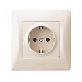 Зображення 2 Розетка Videx Binera Cream (VF-BNSK1G-CR) із заземленням