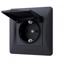 Зображення 3 Розетка Videx Binera Black Graphite (VF-BNSK1GС-BG) прихованого типу