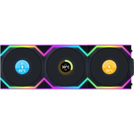 Зображення  Охолодження для корпусу Lian Li Uni Fan SL Wireless LCD 120-3 Reverse Black (G99.12RSLLCD1W3B.00)