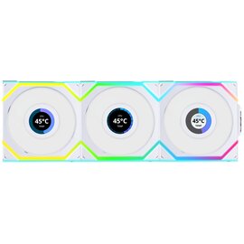 Зображення  Охолодження для корпусу Lian Li Uni Fan SL Wireless LCD 120-3 Reverse White (G99.12RSLLCD1W3W.00)