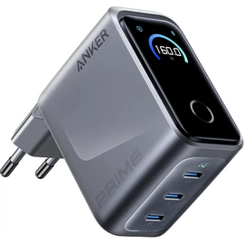 Изображение  Зарядное устройство Anker GaN Prime Charger 160W, 3xUSB-C, Display Silver (A2687341)