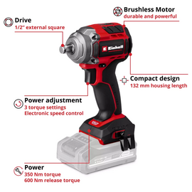 Зображення 2 акумуляторний ударний гайковерт Einhell Professional TP-CW 18/350-C Li BL - Solo (4510055)