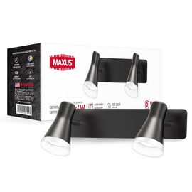 Зображення  Світлодіодний LED світильник Maxus MSL-02W 2x4W 4100K Black (2-MSL-20841-WB)