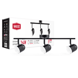 Зображення  Світлодіодний світильник Maxus MSL-01C 3x4W 4100K Black (3-MSL-11241-CB)