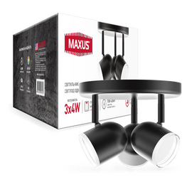 Зображення  Світлодіодний світильник Maxus MSL-01R 3x4W 4100K Black (3-MSL-11241-RB)
