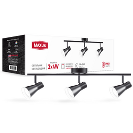 Зображення  Світлодіодний світильник Maxus MSL-02C 3x4W 4100K Black (3-MSL-21241-CB)