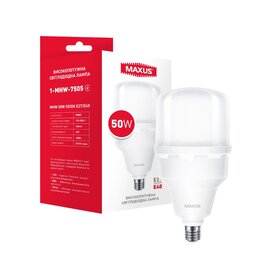 Зображення  Світлодіодна LED лампочка Maxus HW 50W 5000K E27/E40 (1-MHW-7505)