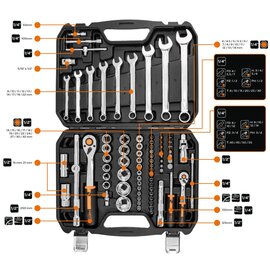 Зображення 2 Набір інструментів Neo Tools 82шт (10-059)