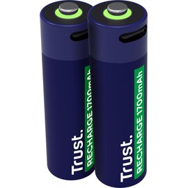Изображение 3 Аккумулятор Trust AA 1700 mAh, Type-C, 2 шт, Blue (25584)