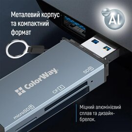 Зображення 3 Картрідер ColorWay 3-в-1 Gray (CW-CR-01)