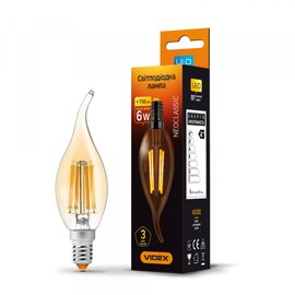 Зображення  Світлодіодна LED лампочка Videx Filament C37FtA 6W E14 2200K (VL-C37FtA-06142)
