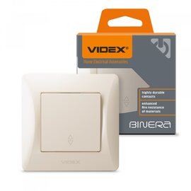 Зображення  Вимикач Videx Binera Cream (VF-BNSW1P-CR) одноклавішний-канальний