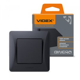 Зображення  Вимикач Videx Binera Black Graphite (VF-BNSW1-BG) одноклавішний-канальний