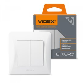 Зображення  Вимикач Videx Binera White (VF-BNSW2-W) Двоклавішний-канальний