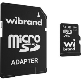Зображення  Карта пам`яті Wibrand mictoSD 64GB class 10 UHS-I (WICDXU1/64GB-A)