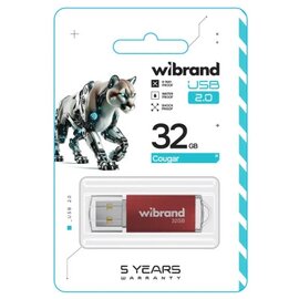 Изображение 2 USB флеш накопитель Wibrand Cougar 32GB USB 2.0 Red (WI2.0/CU32P1R)