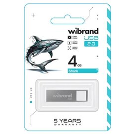 Зображення 2 Накопичувач USB Wibrand Shark 4GB USB 2.0 Silver (WI2.0/SH4U4S)
