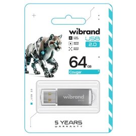 Изображение 2 USB флеш накопитель Wibrand Cougar 64GB USB 2.0 Silver (WI2.0/CU64P1S)