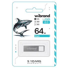 Изображение 2 USB флешка Wibrand Shark 64GB USB 2.0 Silver (WI2.0/SH64U4S)
