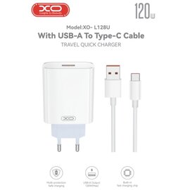 Зображення 2 Зарядний пристрій XO USB 120W + cable USB to USB-C white (XO-L128U)