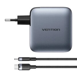Зображення 3 Зарядний пристрій Vention 3xUSB-C PD100W + 1xUSB QC3.0 30W GaN + cable USB-C to USB-C 1.0m gray (TZ-FETH0-EU)