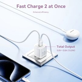 Зображення 5 Зарядний пристрій Vention 1xUSB-C PD30W + 1xUSB QC3.0 30W GaN + cable USB-C to USB-C 1.0m black (TZ-FEQB0-EU-01)