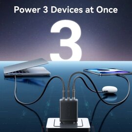 Зображення 5 Зарядний пристрій Vention 2xUSB-C PD65W + 1xUSB QC3.0 60W GaN white (FERW0-EU)