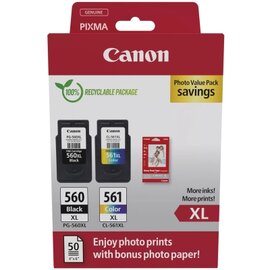 Изображение  Картридж для принтеров Canon PG-560/CL-561 XL BK+Color + Photo Paper, Value Pack (3712C008)
