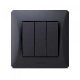 Зображення 2 Вимикач Videx Binera Black Graphite (VF-BNSW3-BG) триклавішний-канальний