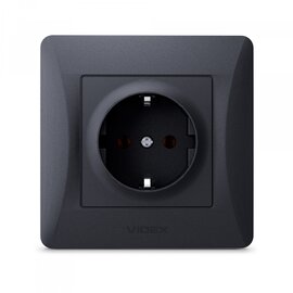 Зображення 2 Розетка Videx Binera Black Graphite (VF-BNSK1G-B) із заземленням