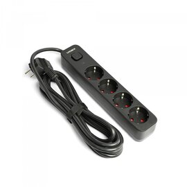 Изображение 2 Сетевой фильтр Videx Oncord с/з 4р 3м Switch Black (VF-PD43G-B) 4 розеток