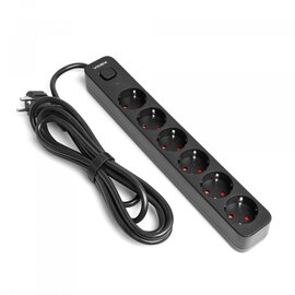 Изображение 2 Сетевой фильтр Videx Oncord с/з 6р 3м Switch Black (VF-PD63G-B) 6 розеток