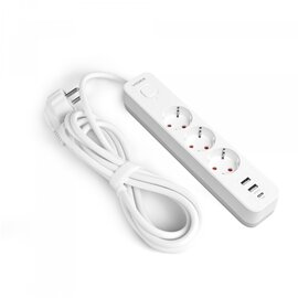 Изображение 2 Сетевой фильтр Videx Oncord с/з 3р 3м Switch White (VF-PD33G2U1C-W) 3 розеток