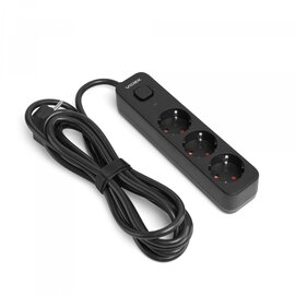 Изображение 2 Сетевой фильтр Videx Oncord с/з 3р 3м Switch Black (VF-PD33G-B) 3 розеток