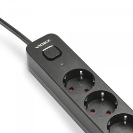 Изображение 3 Сетевой фильтр Videx Oncord с/з 6р 3м Switch Black (VF-PD63G-B) 6 розеток