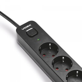 Изображение 3 Сетевой фильтр Videx Oncord с/з 4р 3м Switch Black (VF-PD43G1QC1PD-B)