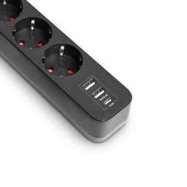 Изображение 4 Сетевой фильтр Videx Oncord с/з 3р 3м Switch Black (VF-PD33G2U1C-B) 3 розеток