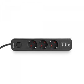 Изображение 5 Сетевой фильтр Videx Oncord с/з 3р 3м Switch Black (VF-PD33G2U1C-B) 3 розеток
