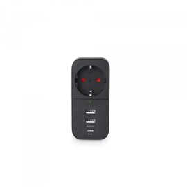 Изображение 5 Із заземленням Videx Oncord c/з 1п 2.4A 2USB+USB-C Black (VF-AD1G2U1C-B) одинарна розеток