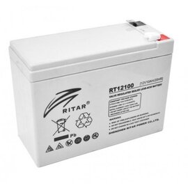 Изображение  Свинцово-кислотный аккумулятор Ritar RT12100, 12V 10.0Ah, Емкость (Ач): 10 Ач